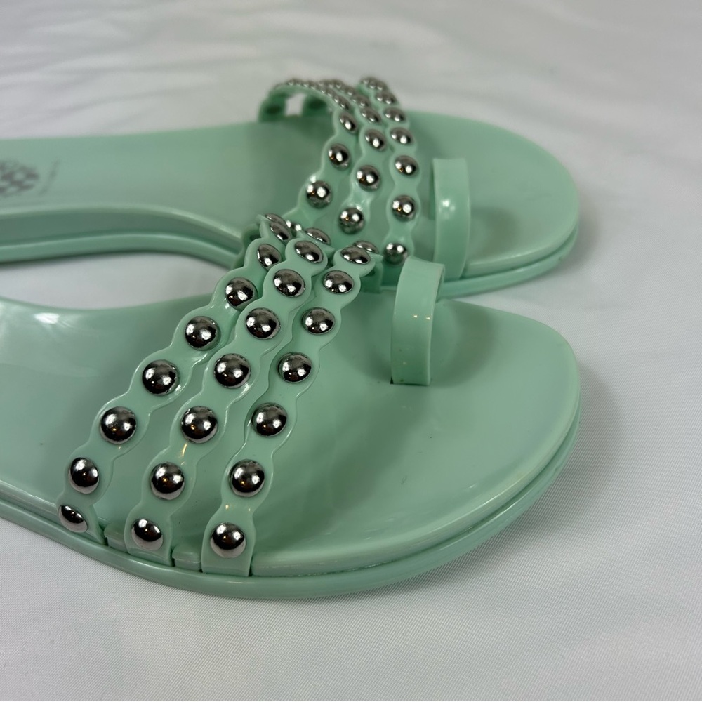 Vince Camuto Turquoise Edolyn Studded Toe Loop‎ Slide Sandal Women’s Size 7 EUC - Picture 7 of 8